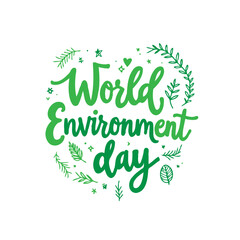 Fototapeta premium Elegant Green Typography Design Celebrating World Environment Day on White