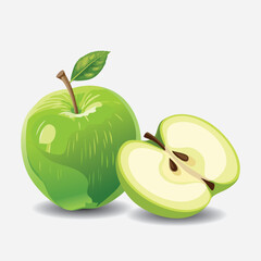isolated illustration of a green apple EPS Vector