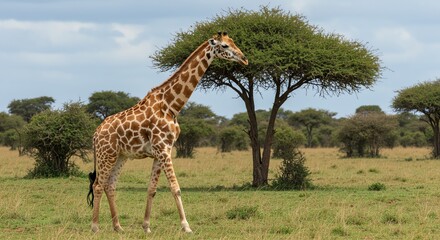Obraz premium Giraffe Walking in Savanna