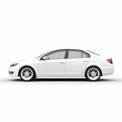 Fototapeta premium A white car with a smooth, blank surface, isolated on a white background