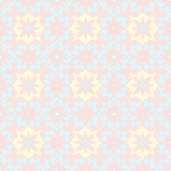 Fototapeta premium Seamless wallpapers. What did you say? The geometric flower pattern is a light creamy, light pink, light purple, vector-style color.