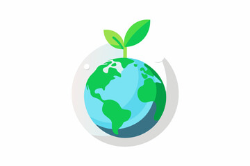 earth globe with plant growing