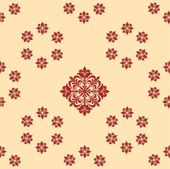 The seamless wallpaper with damas pattern is a scatter star pattern. Light cream background with a brown damas pattern. ้ Vector format