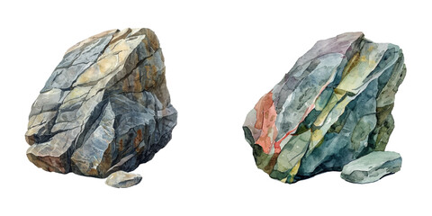 boulder rock watercolor vector illustration © Dar