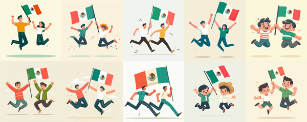 collection of people celebrating Mexico independent day