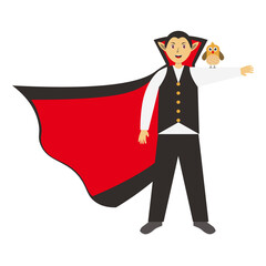 Halloween Dracula Character. Vector Illustration in Cartoon Style.
