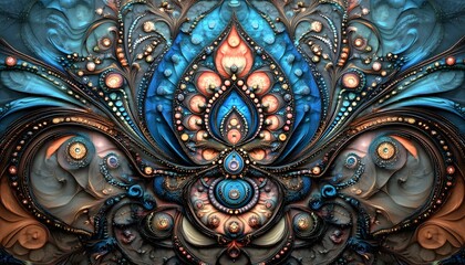 Intricate, ornate design with colorful embellishments.