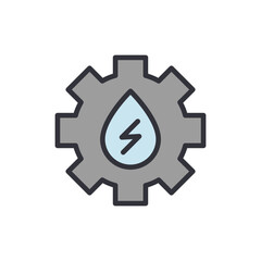 Illustration Of A Water Drop With A Lightning Bolt Inside A Gear