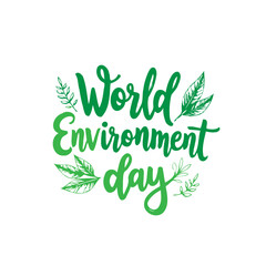 Illustrative typography celebrating global environment day with botanical accents