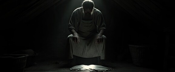Man in dark attic