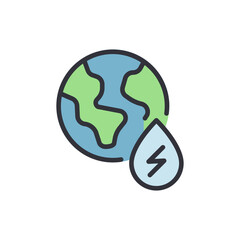 Earth Globe With Energy Drop Icon Representing Renewable Resources