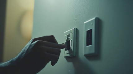 Hand Turning On or Off a Light Switch