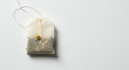 Teabag with Dried Flower on White Background