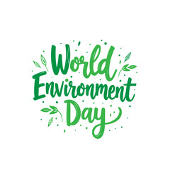 Celebrating World Environment Day with Green Typography and Leaf Accents