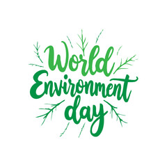 Lush green calligraphy art celebrating World Environment Day message symbol