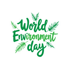 Celebrating Global Environment Day with Lush Green Calligraphy and Foliage