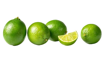 Bright Green Limes on Transparent Background, PNG