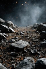 Fototapeta premium Rocky Path: A Dark, Atmospheric Landscape