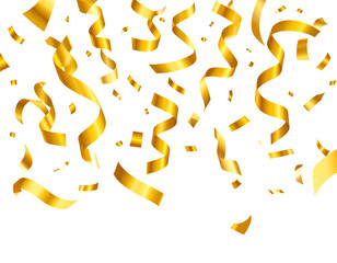 Gold confetti and ribbons