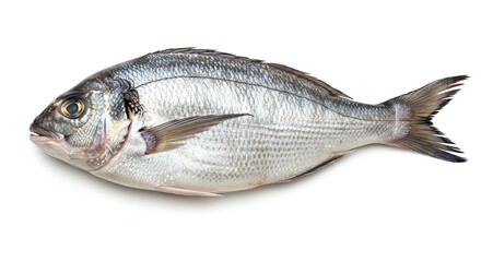 Obraz premium Fresh Fish Close Up on White Background