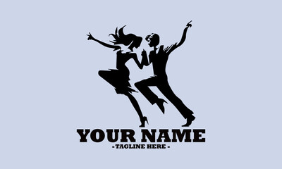 modern couple dancing in harmony. A stylish vector illustration perfect for romantic themes, dance events vector logo icon and couple dancing vector logo isolated on white background