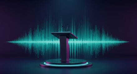 Audio Waveform Visualizing a Podium: Sound Amplification and Public Speaking