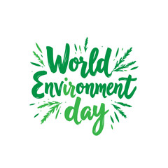 Illustrative World Environment Day design with verdant lettering and organic flair