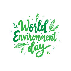 Celebrating World Environment Day with Green Typography and Foliage Graphics