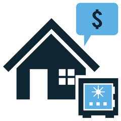 Home banking icon vector for online money management, transactions, and mobile finance. Ideal for personal finance apps and digital financial services.