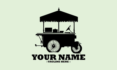 Meatball food cart vector illustration of a street food cart. food cart vector logo design, chicken noodle food cart, food cart icon