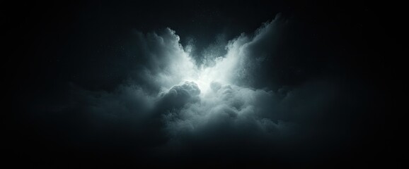 Obraz premium Storm clouds with light breaking through, illuminating the dark sky in an ominous display