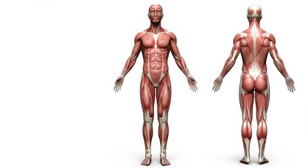 Human Anatomy Muscular System Front and Back View