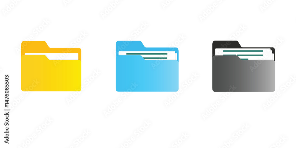 Aufkleber computer file folder icons set. colorful document folders. office folder icons with documents. folde