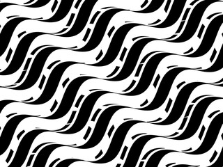 Seamless vector geometric pattern. Modern geometric background with wavy lines. Wavy black and white pattern.