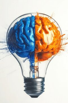 Creative Mind Exploding Brain Inside Lightbulb