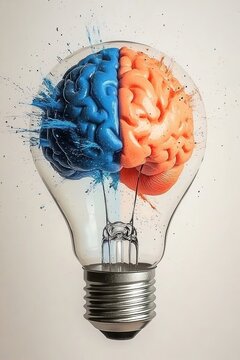 Exploding Brain Inside Lightbulb Creativity and Ideas