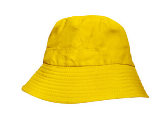 Yellow bucket hat PNG transparent.