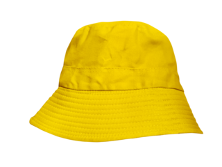 Yellow bucket hat PNG transparent.