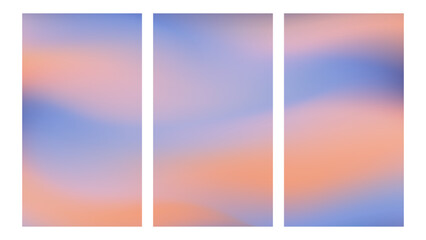 Aesthetic sunset sky colors gradient background. Soft blue and sunset orange blending colors vertical backgrounds.