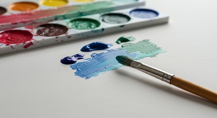 Obraz premium Watercolor Paint and Brush on Paper