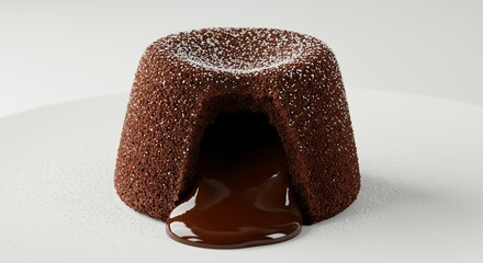 A Decadent Chocolate Lava Cake with Drizzled Chocolate