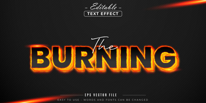 The burning editable text effect, emboss modern style.