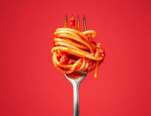 Forkful of spaghetti with tomato sauce (5)