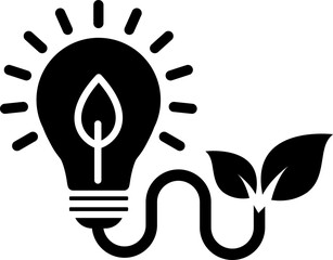 Fototapeta premium Eco Lightbulb Icon. Green Energy and Sustainability Concept