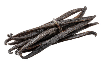 Dark Brown Vanilla Beans Bundle on Transparent Background, PNG