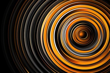 Obraz premium Abstract concentric orange and black rings create a modern, hypnotic visual pattern with a metallic, futuristic feel.