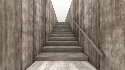 Fototapeta premium Perspective view of a gray wooden stairway.