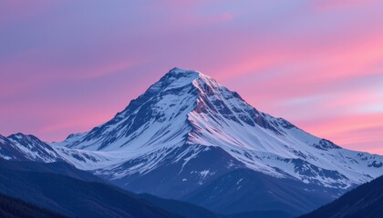 Majestic sunrise over snow-capped mountain peaks nature landscape photography serene environment aerial view