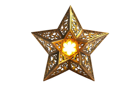 recommend clip art: Ornate Golden Star Lantern on Transparent Background