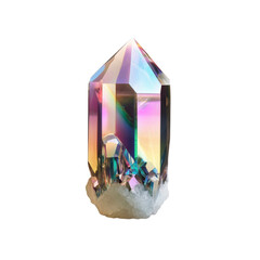 Luminous Rainbow Aura Quartz Crystal Cluster on Matrix